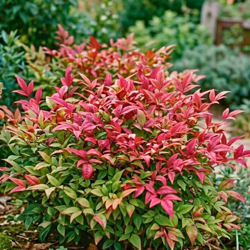 Nandina domestica Blush Pink en massif